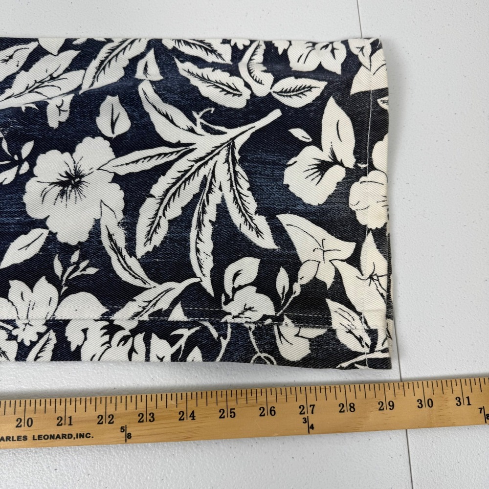 Bill Blass Jeans Womens 14 Short Blue White Floral Tropical Straight Leg Pants - Picture 7 of 11